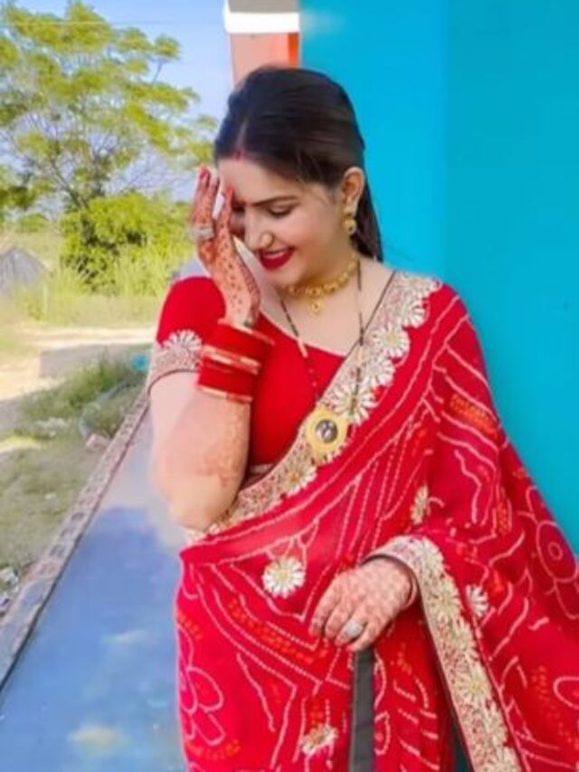 SAPNA CHOUDHARY WREAKED HAVOC BY BECOMING A BRIDE IN A RED SARI ON KARVA CHAUTH